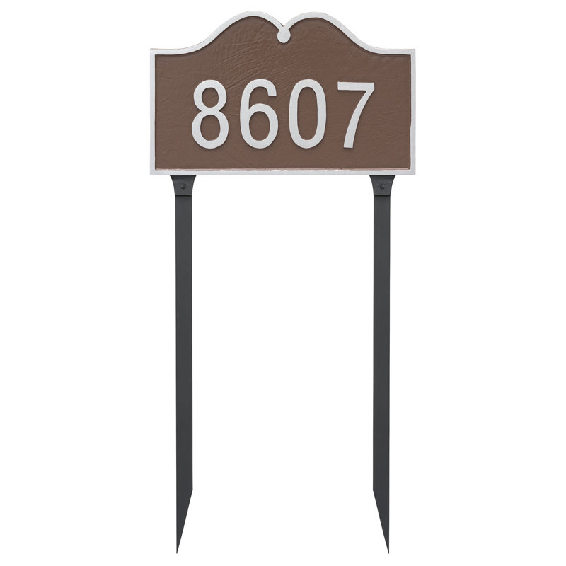Enseigne d’adresse pour pelouse sur 1 ligne hillsdale, Bleu marine / doré, Oui
