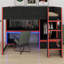 Lit mezzanine moderne et élégant avec bureau intégré, armoire, éclairage DEL et tiroir de rangement