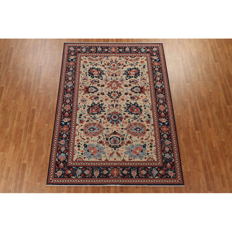 Tapis oriental floral Sultanabad Ziegler noué à la main 7 x 10