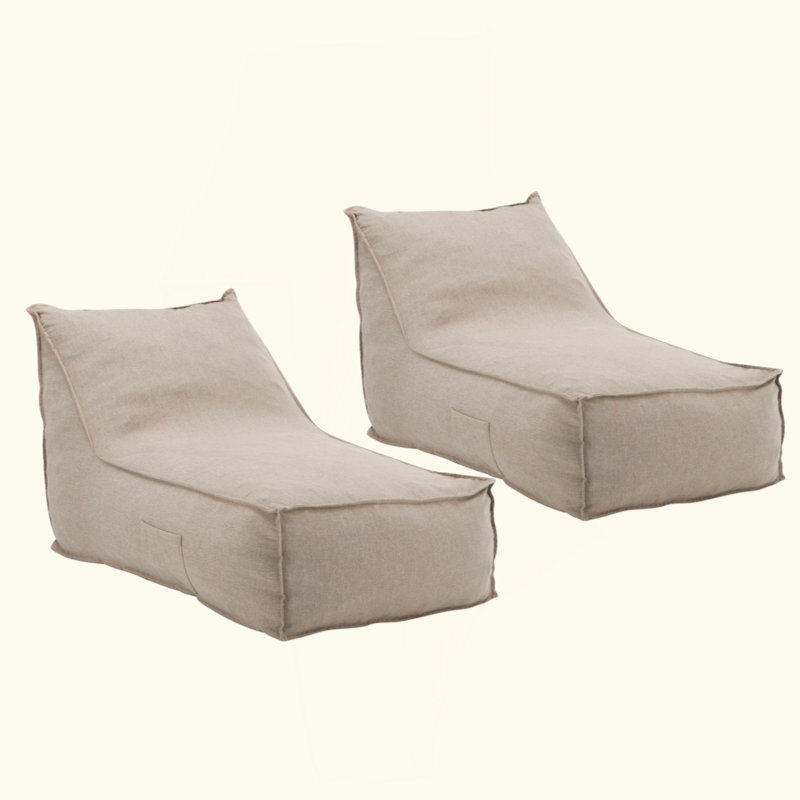 Fauteuil à billes d'extérieur, ensemble de 2, Tissu beige