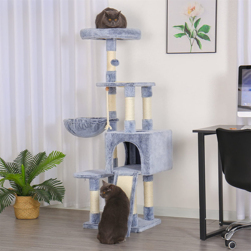 Arbre à chat Evalena, H 59,06 po x l 15,75 po x L 17,72 po, Gris clair