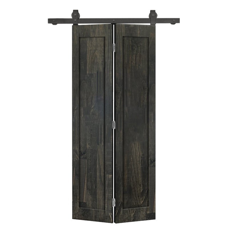 Ensemble de quincaillerie pour porte de grange coulissante en bois de pin 1 panneau, 20 po x 84 po, Noir anthracite