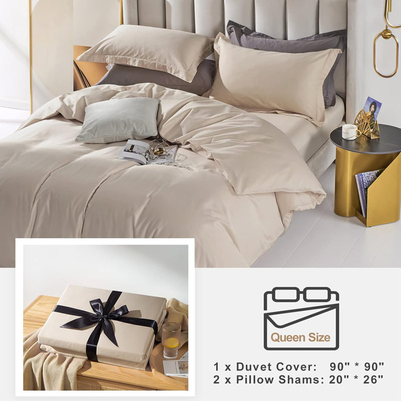 Ensemble de housse de couette 100% coton de qualité égyptienne 3 pièces, Couette très grand + 2 taies décoratives standar