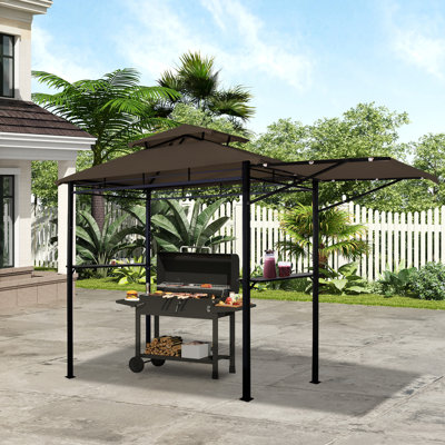 Double Roof Grill Gazebo with Extra Shadow BBQ Waterproof Canopy Outdoor Gazebos