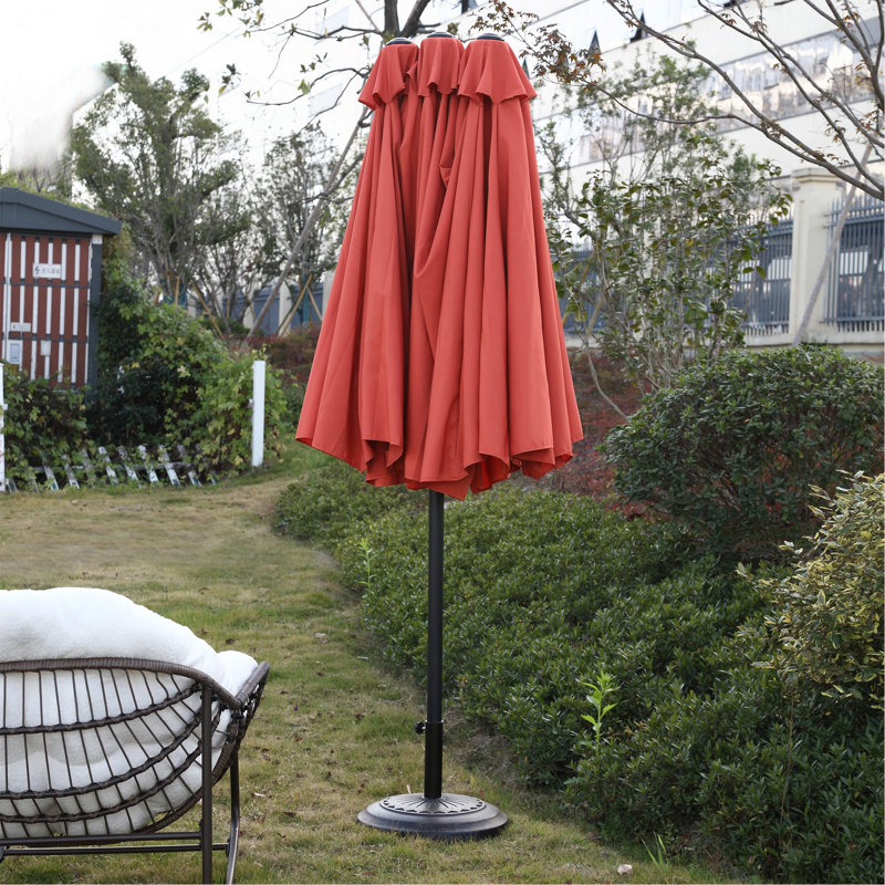 Parasol extérieur double 14,8 pi avec manivelle (orange) (sans base), Orange
