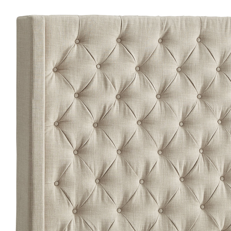 Kaster Upholstered Headboard, Heathered Beige Linen, Queen