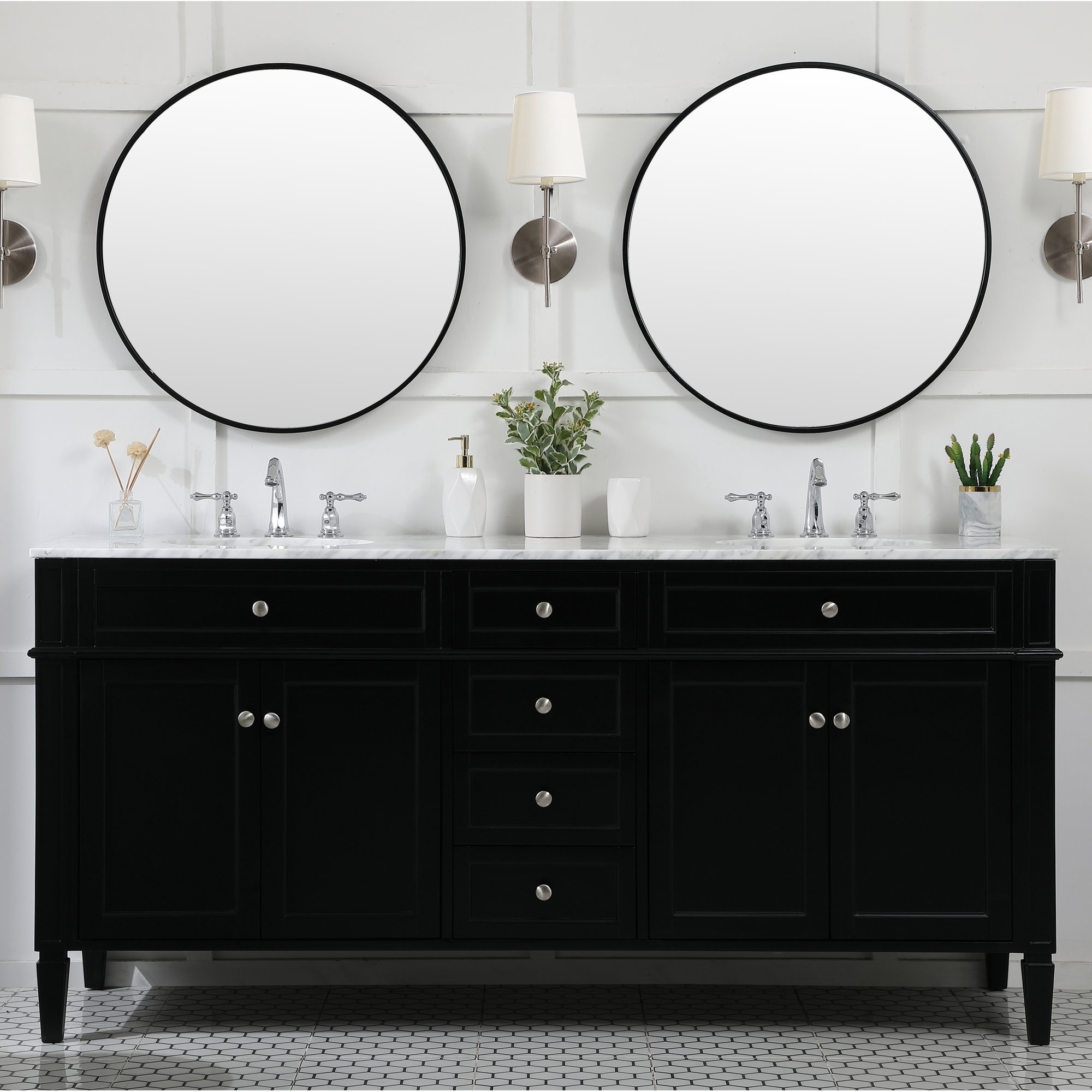 Rivers 72'' Double Bathroom Vanity, Black
