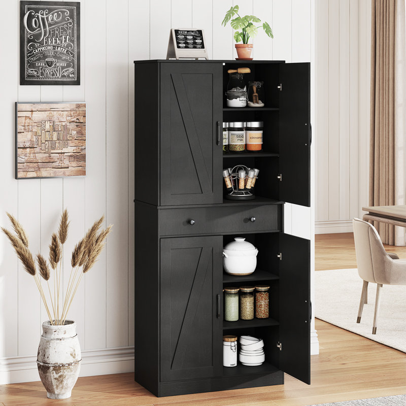 183cm Kitchen Pantry, Black