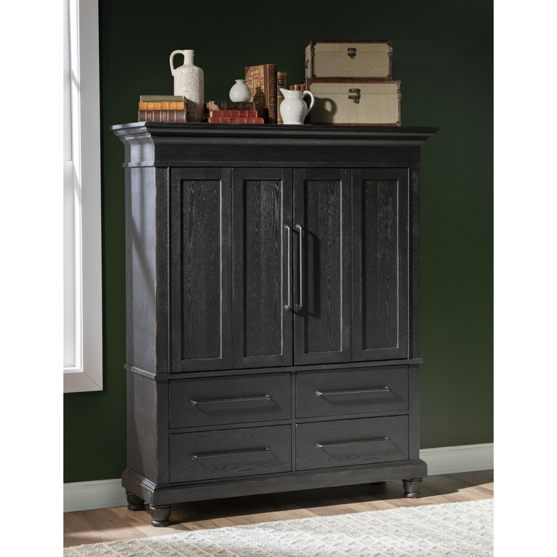 Armoire de marché rétro Country Country avec 2 portes, tablettes réglables et tiroirs, Noir