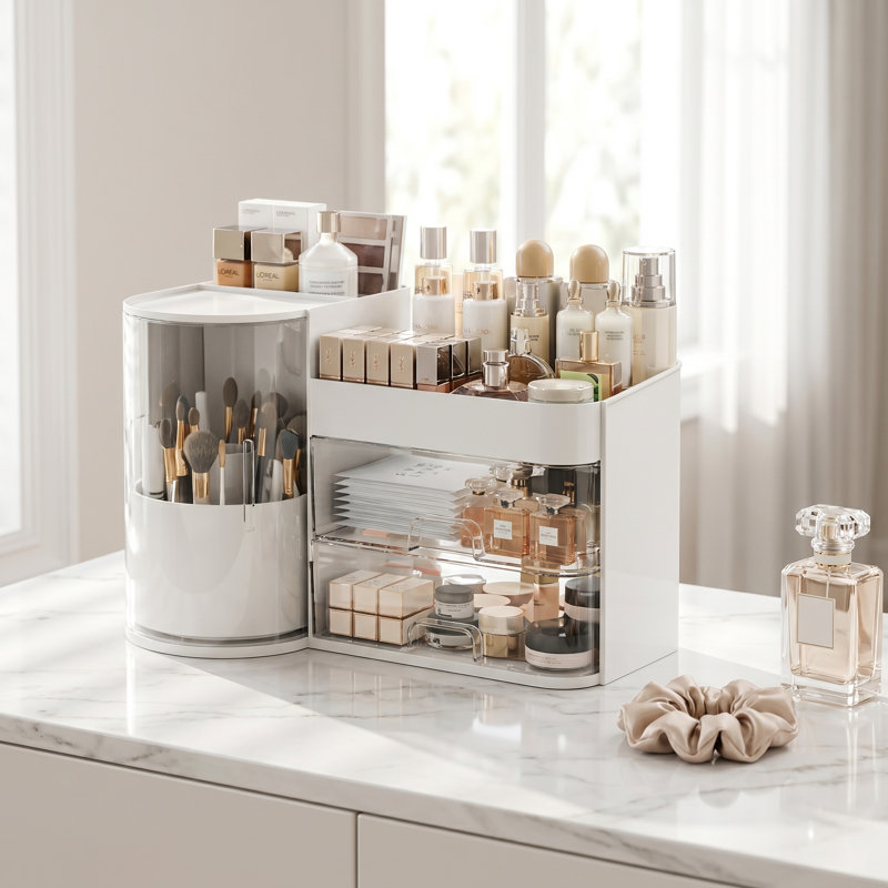 Boîte de rangement pour cosmétiques pour meuble-lavabo, White
