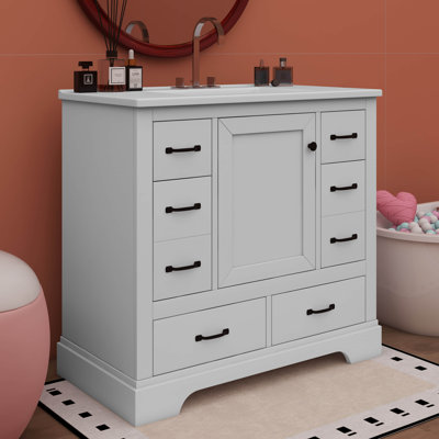 36" Trendy Bathroom Vanity Without Sink With Versatile Drawer Divider And Flexible Shelf