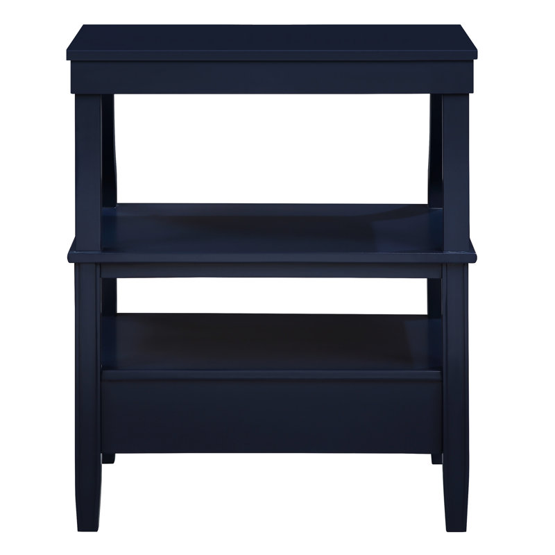 Table de chevet bleu marine avec grand espace de rangement et plateau escamotable de rangement minuit, Marine