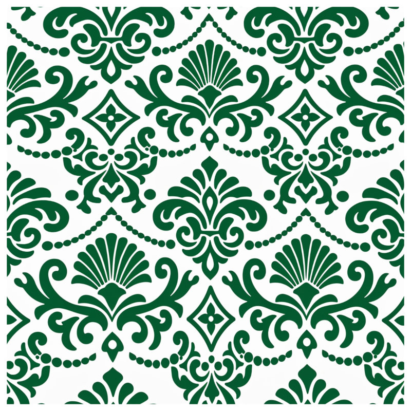 Housses de couette vertes à motif damassé, King