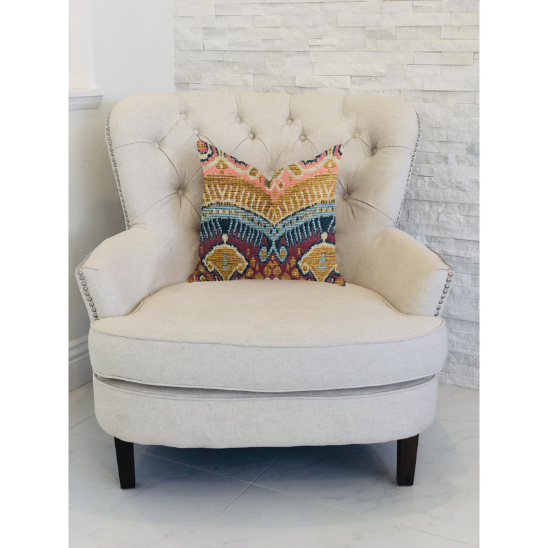Oreiller de luxe ikat Anika, 22 po x 22 po, Coussin décoratif