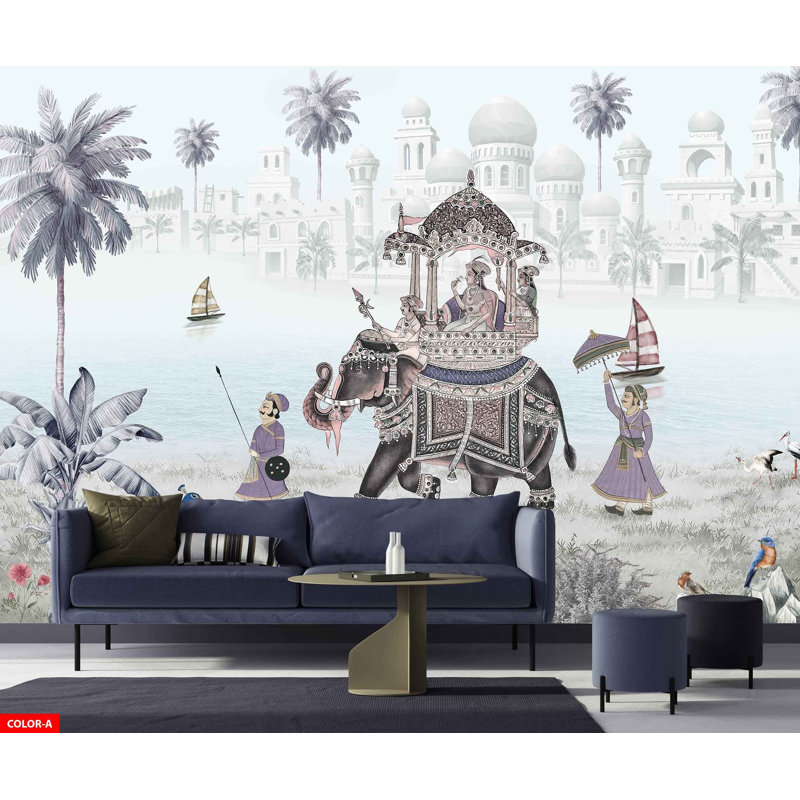 Papier peint majestueux Royal Palace, Gris clair, L 140 po x L 108 po