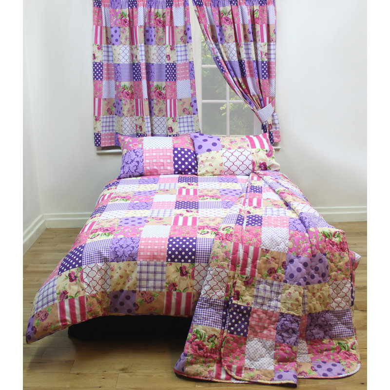 PATCHWORK Ayalisse Duvet Cover Set, Berry, Super King Duvet Cover + 2 Standard Pillowcases