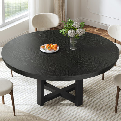 Cross Legs Solid Wood Round Dining Table