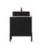 Meuble-lavabo autoportant avec 2 portes, lavabo en céramique noir et comptoir Carrara blanc