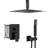 Dual Function, Ceiling Mounted, 10 Inch Square, Shower , Matte Black, - Balanced Valve, 360 Adjustable, Rainfall Head, Handheld Spray Black Square Mount Head System With Scald Feature, Pattern, And-121077219
