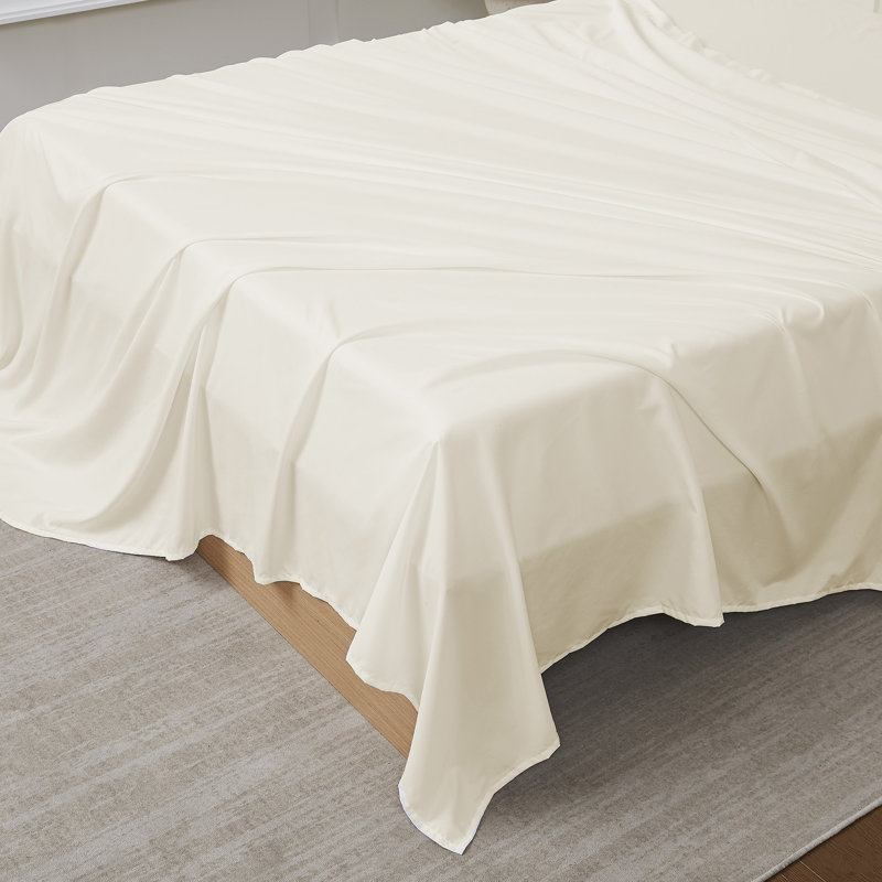 Single Flat/Top Sheet Only, Ultra Soft Double Brushed Microfiber, Queen Flat Sheet, Ivory