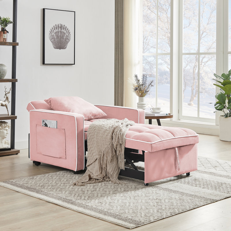 Fauteuil inclinable avec poches latérales 3 en 1 (rose), Rose