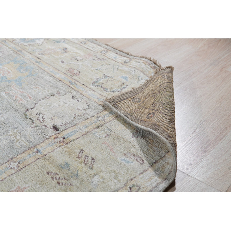 Hand Knotted Silk Floral Area Rug in Gray