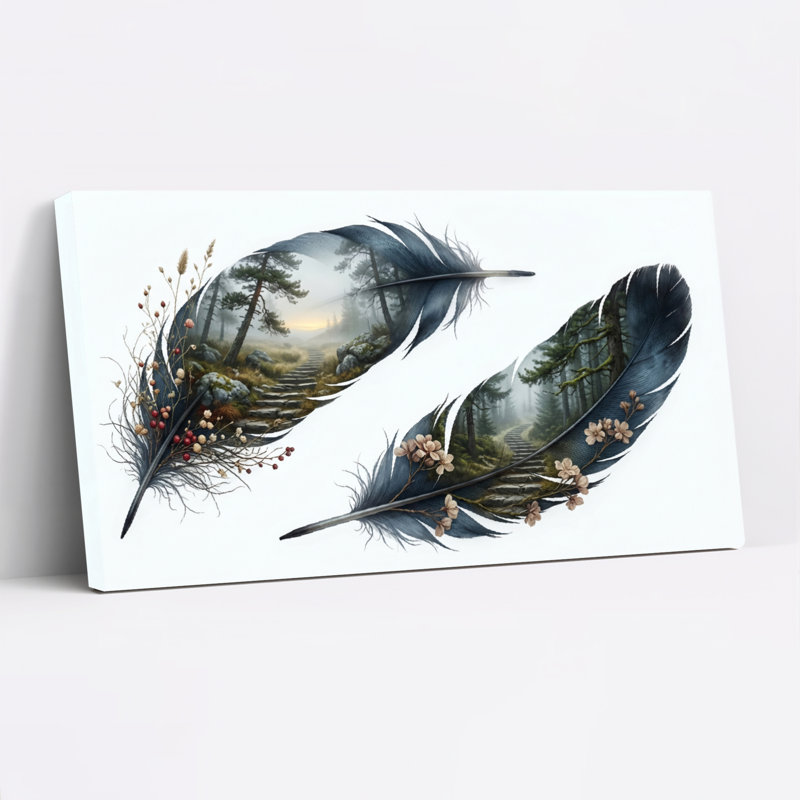 "Feather Landscape", impression sur toile, ensemble de 1, L 48 po x H 24 po, Toile tendue