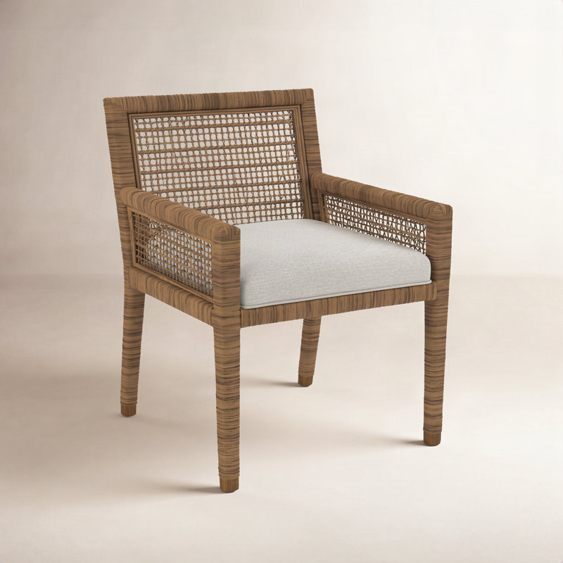 Pine Isle Arm Chair, Havana, Beige Performance Fabric; 0851-73