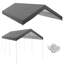 Housse de remplacement pour auvent 10 'x 20' en polyéthylène gris 1 pièce imperméable avec protection contre les rayons UV et cordes élastiques