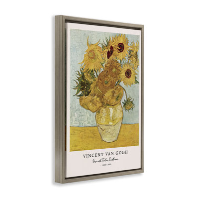 Classic Vase with Twelve Sunflowers Floating Frame, design by Vintage Hustle