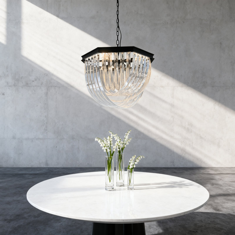 Lustre moderne en verre 4 lumières à intensité variable