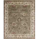Passions Hand Knotted Wool Area Rug in Sage/Ivory
