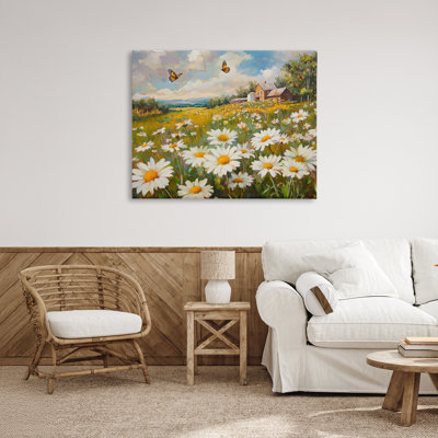 Butterfly Dream Daisy Field Canvas, design by Petal Prints Design