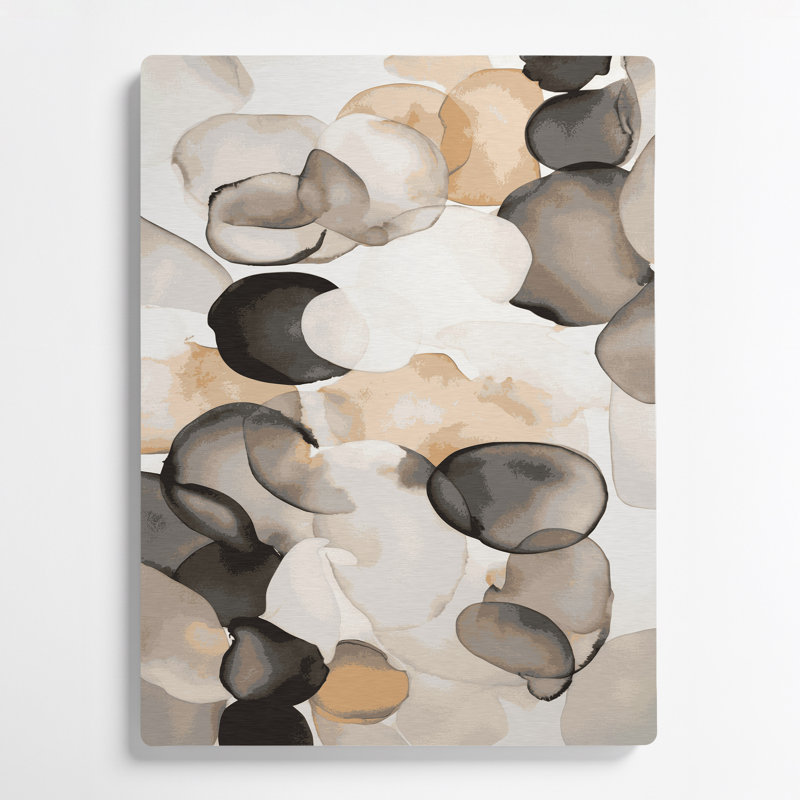 Abstrait aquarelle 43, art mural en métal beige