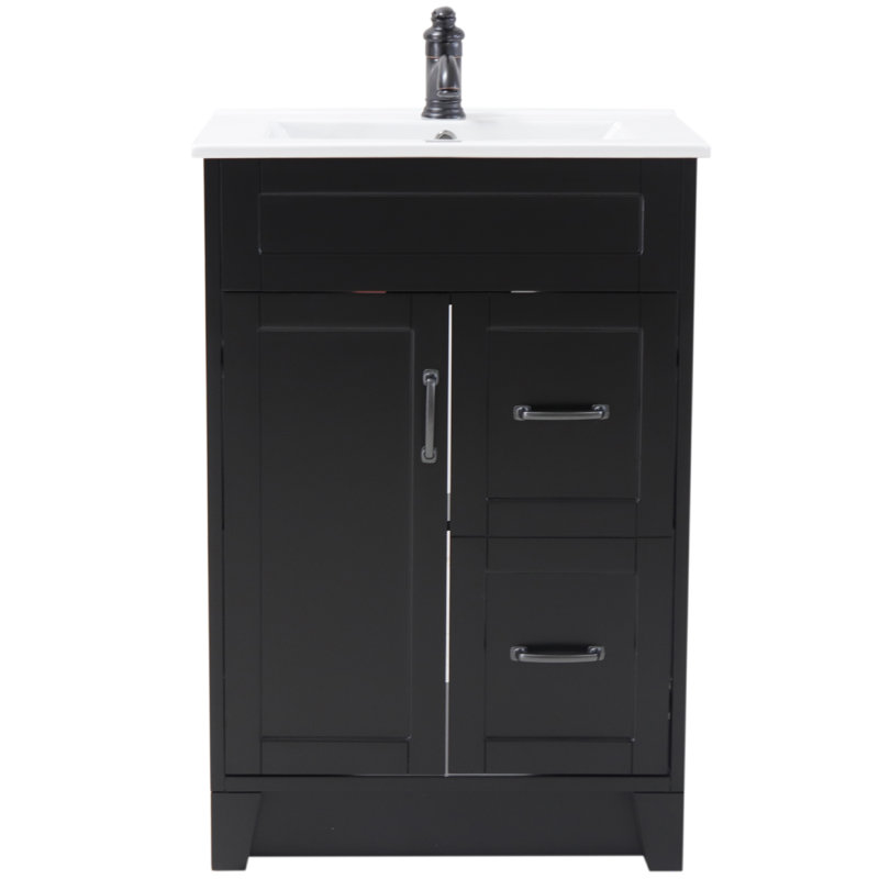 Espresso Freestanding Single Bathroom Vanity with Ceramic Top