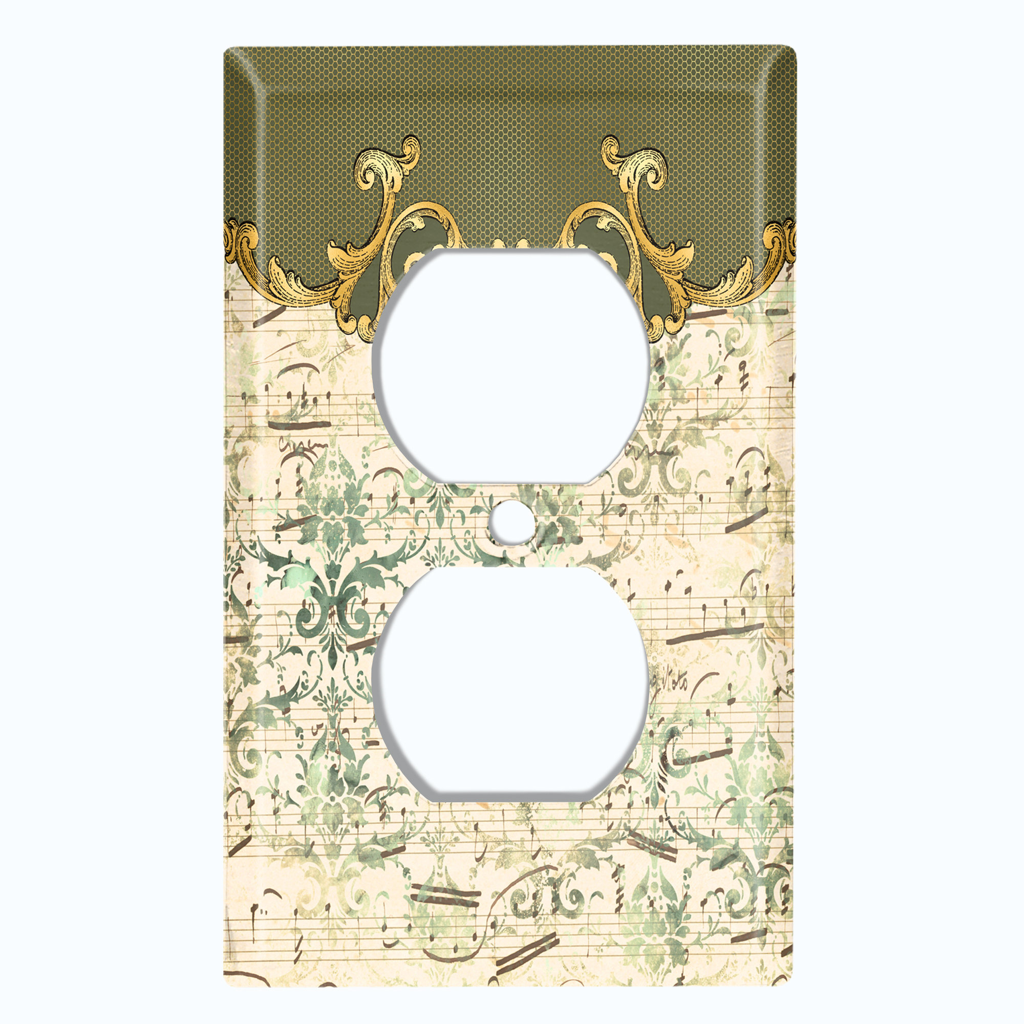 WorldAcc Metal Light Switch Plate Outlet Cover (Damask Green White ...