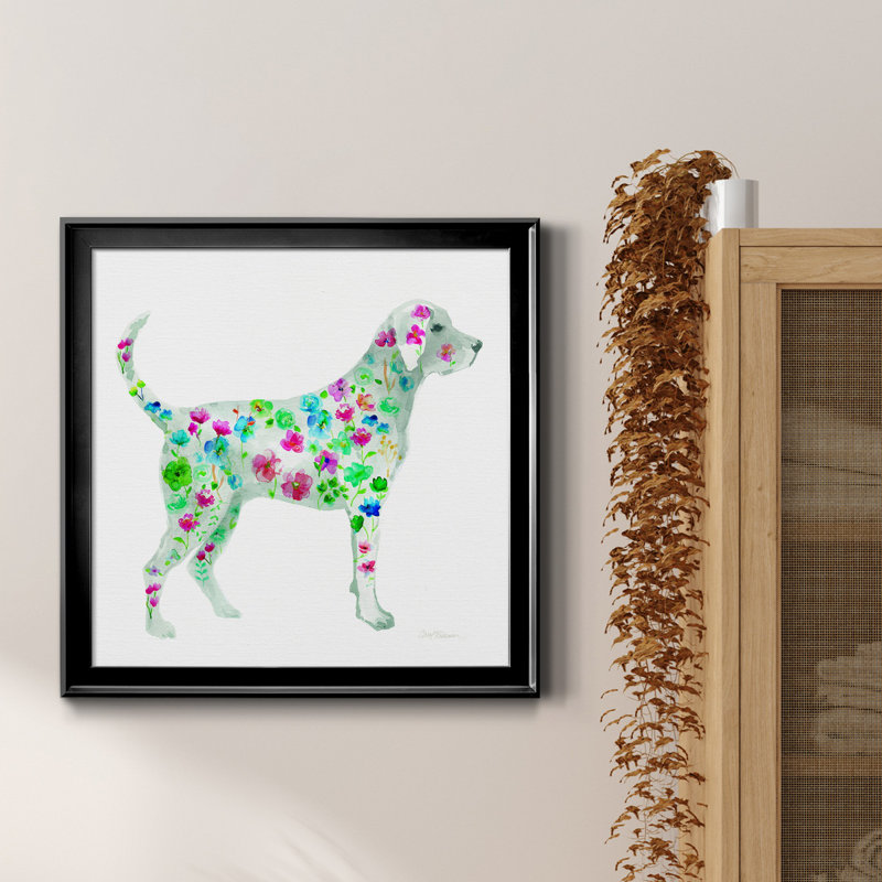 Tapisserie Labrador - Peinture sur toile encadrée, Cadre noir, H 17,5 po x l 17,5 po x P 1,5 po