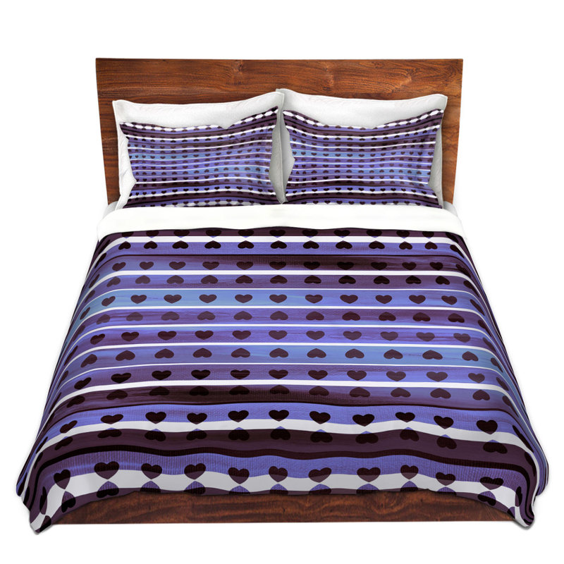 Ensemble de housse de couette en microfibre DiaNoche par Julia Di Sano - Heart Love Violet