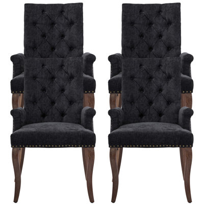 Seita Tufted Chenille Upholstered Dining Arm Chairs