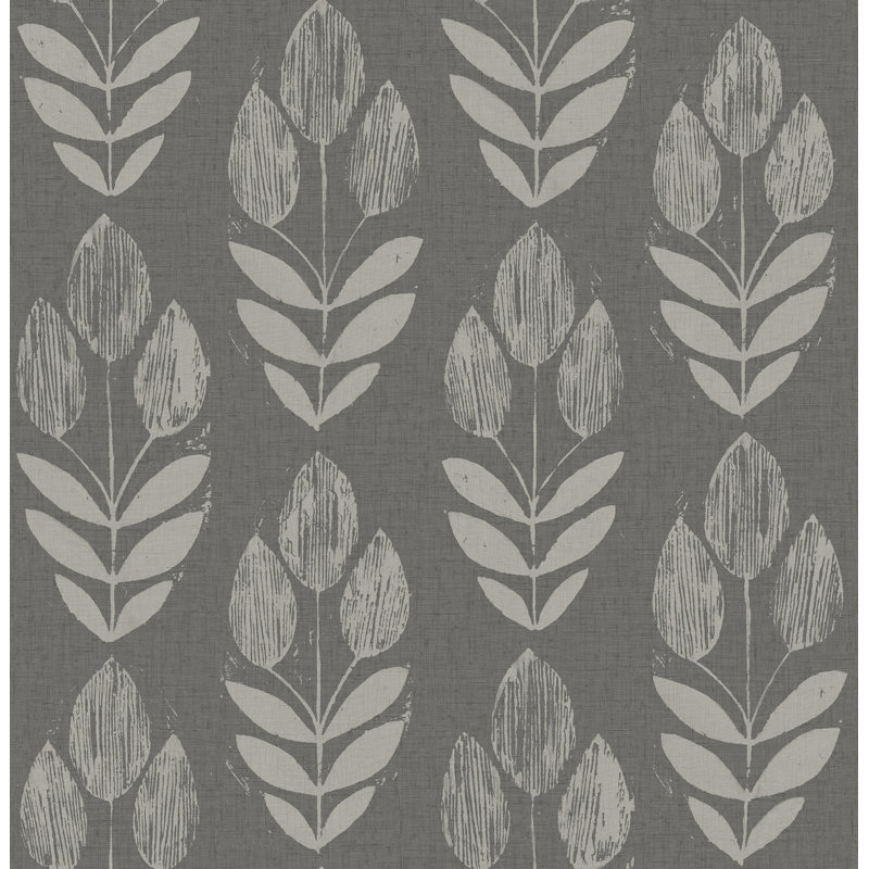 Papier peint guirlande tulipe, Gris