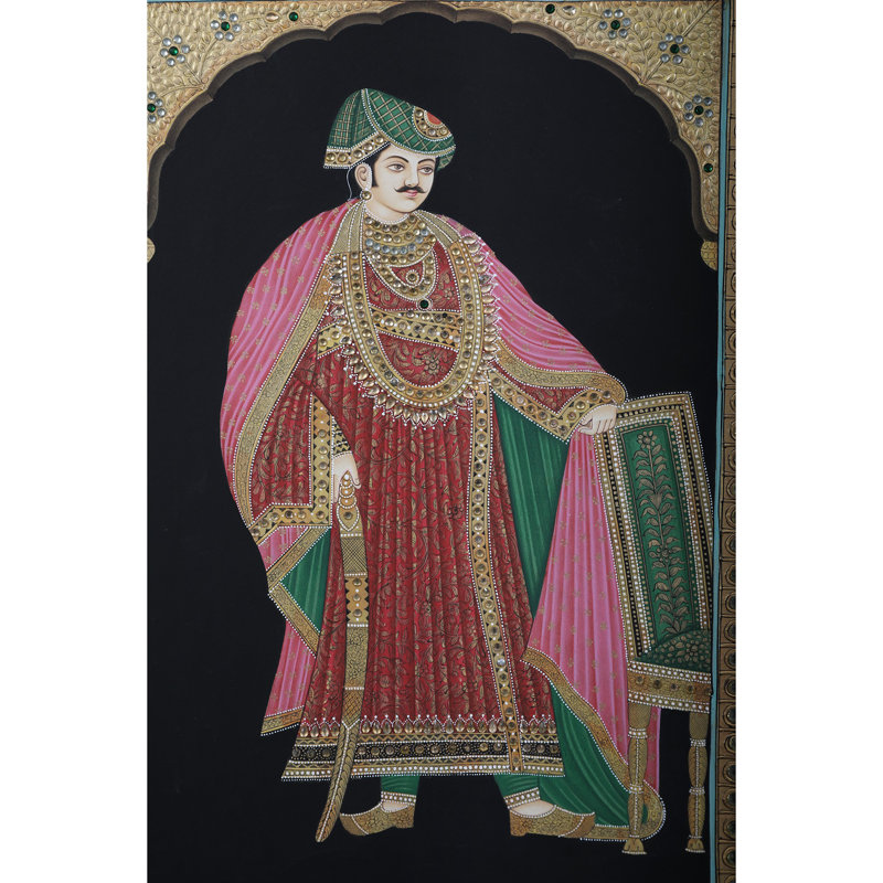 The Royal King and Queen - avec incrustations - ensemble de 2 | Pierre sur papier de base | Par Kailash Chandra