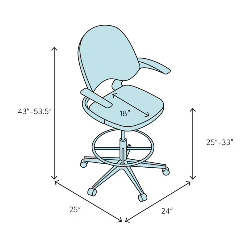 Chaise de dessinateur Mavis, Noir, Non inclus, Roulettes