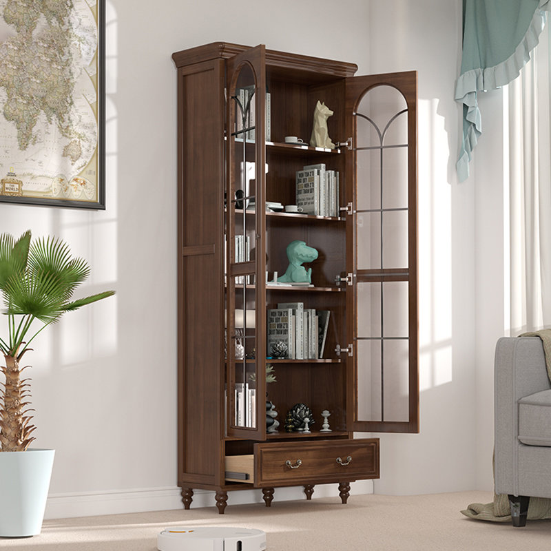 Vitrines en bois massif noisette + verre