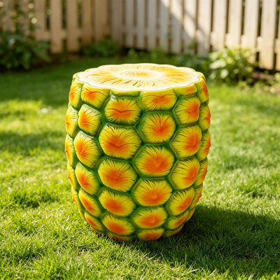 Tabouret surdimensionné de 14 po en forme d'ananas en résine, table d'appoint, support pour plante, mobilier décoratif innovant à usages multiples pour la décoration intérieure, le jardin, le patio, le balcon, la décoration intérieure et extérieure
