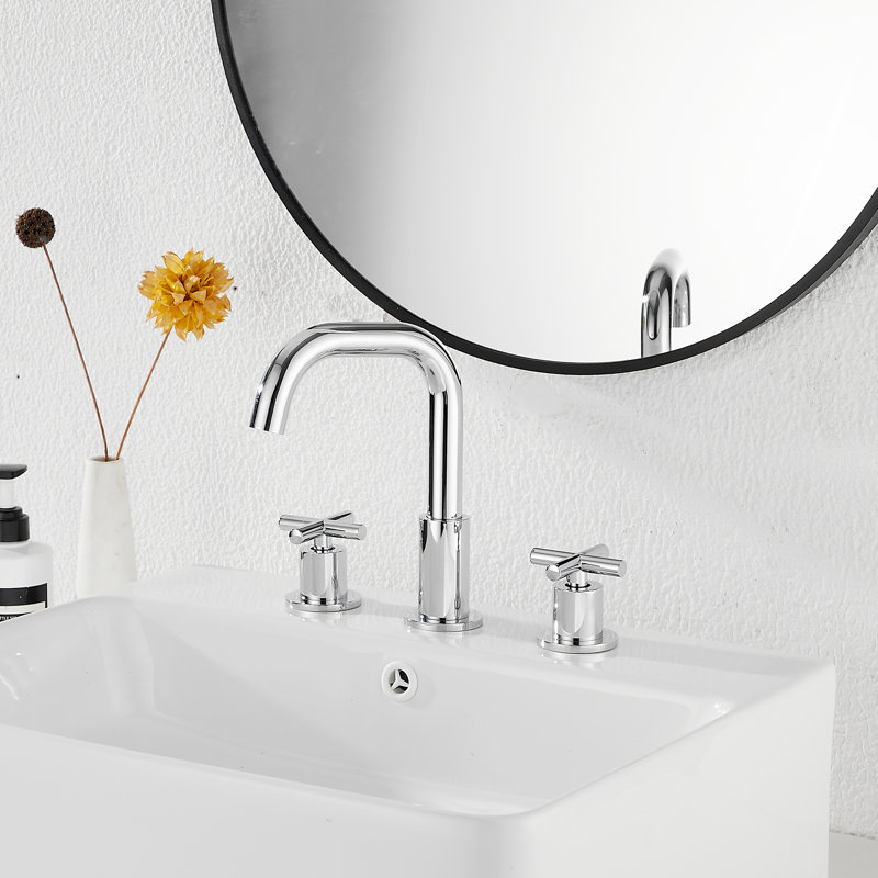 Robinet de salle de bain à large entraxe avec bonde, Chrome chrome
