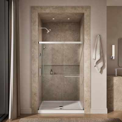 Elate Sliding Shower Door, 70-1/2-In H X 44-1/4 - 47-5/8-In W, With 1/4-In Thick Frosted Glass