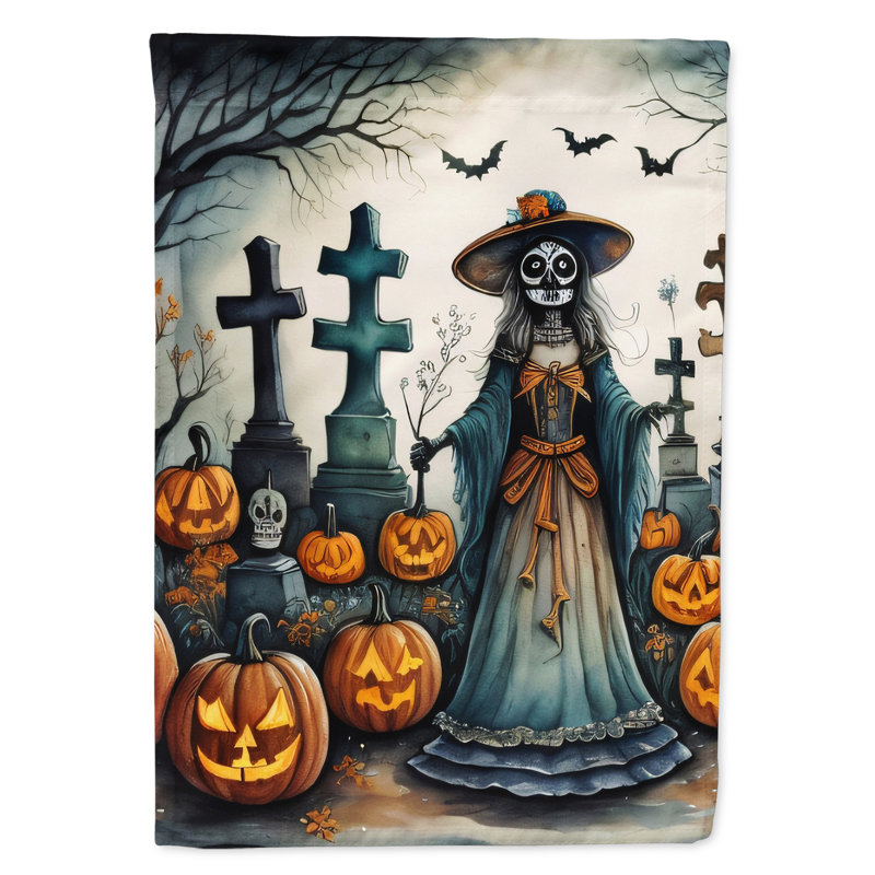 Drapeau de jardin d'Halloween squelette La Catrina