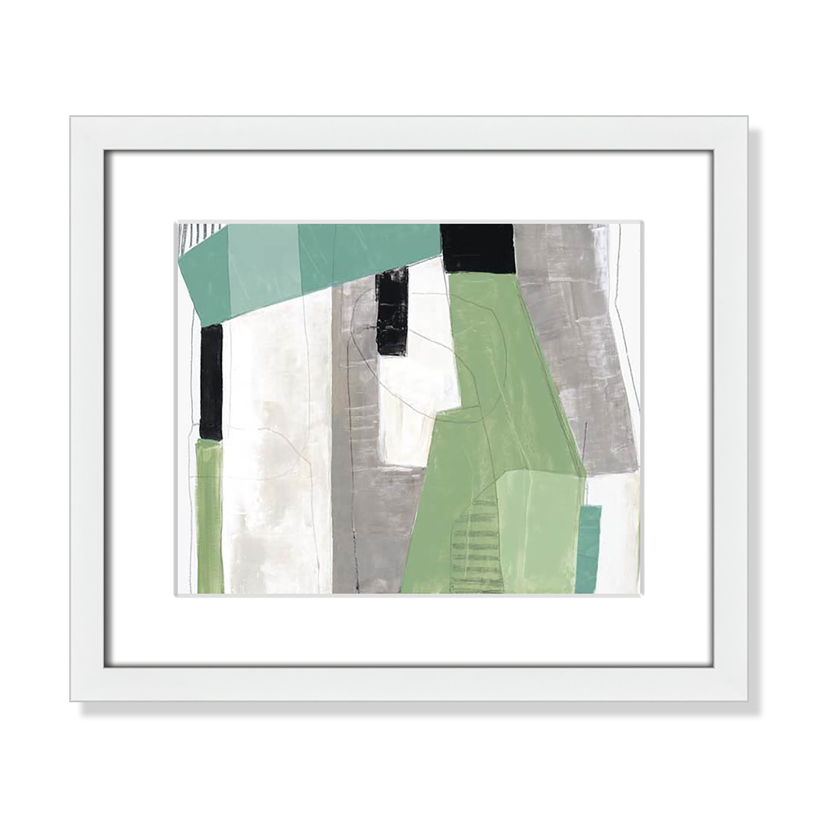 Evergreen Essence by Tom Reeves, White, White Box Frame - Matted Fine Art Paper Print, 13" H x 15" W x 1.25" D