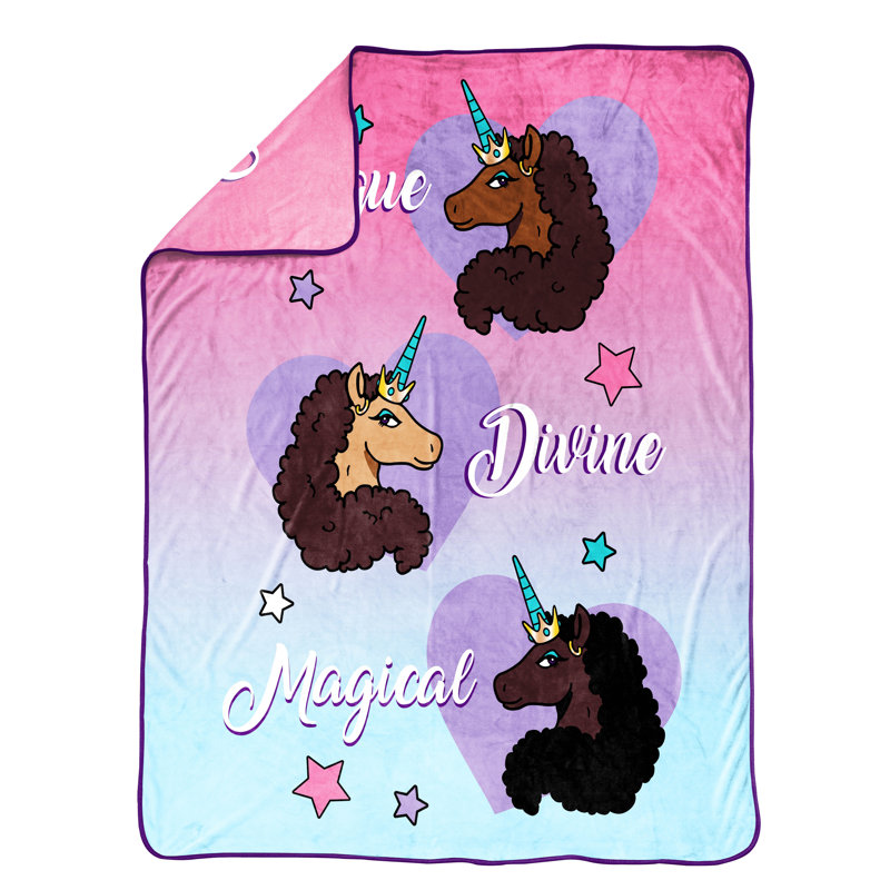 Afro Unicorn Unique, Divine, Magical 62 x 90 Silk Touch Throw Blanket