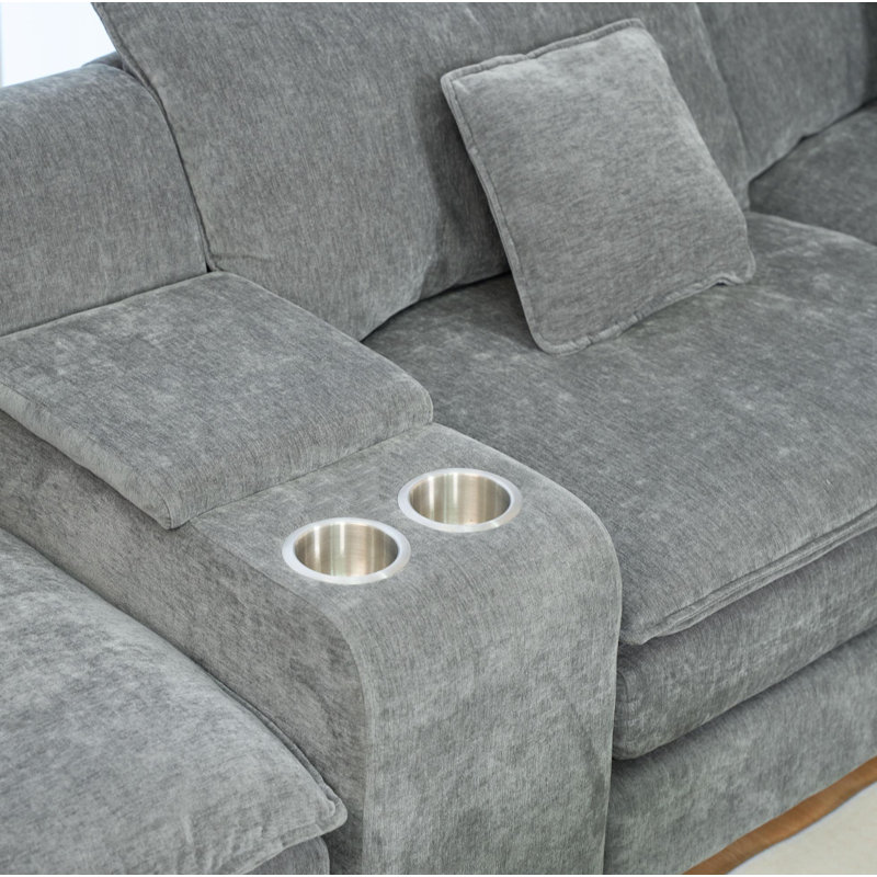 Canapé modulaire en U Boneless, Mélange de polyester gris